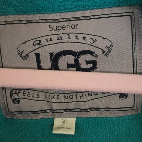 UGG Duffield Plush Soft Fleece Robe Teal Cotton Blend Wrap Pocket Robe Size XL - Picture 5 of 7